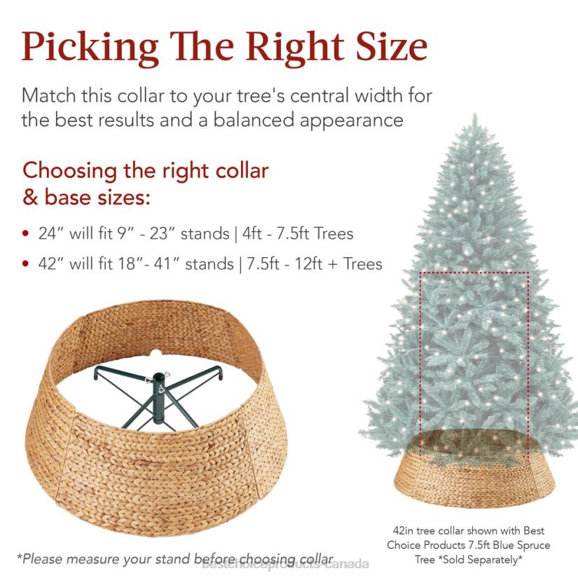 4LT278 Natural Best Choice Products Woven Hyacinth Christmas Holiday Tree Collar