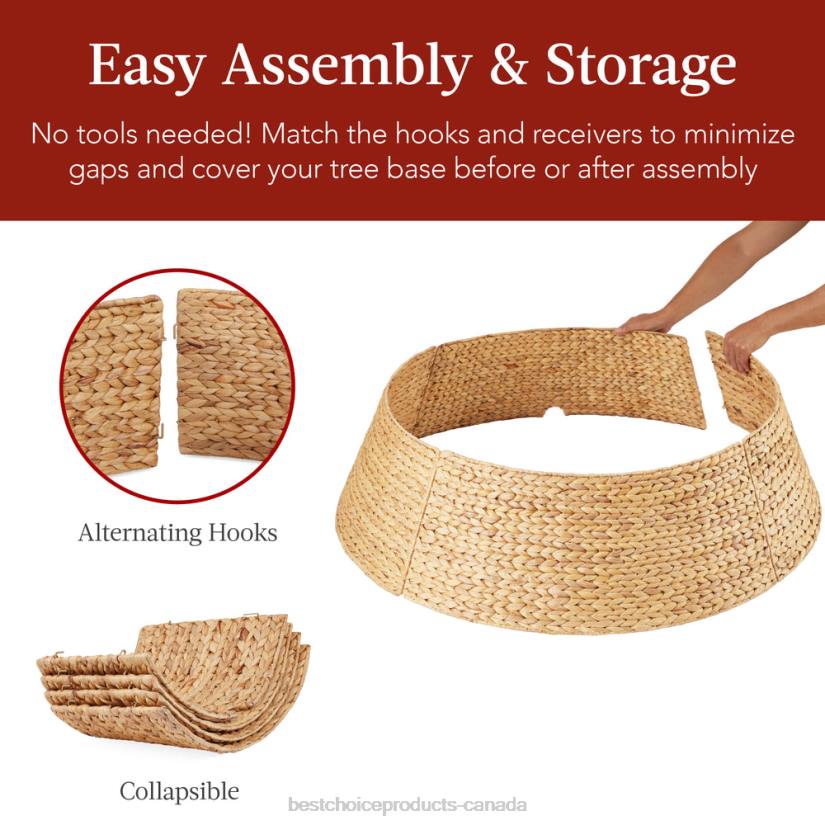 4LT278 Natural Best Choice Products Woven Hyacinth Christmas Holiday Tree Collar