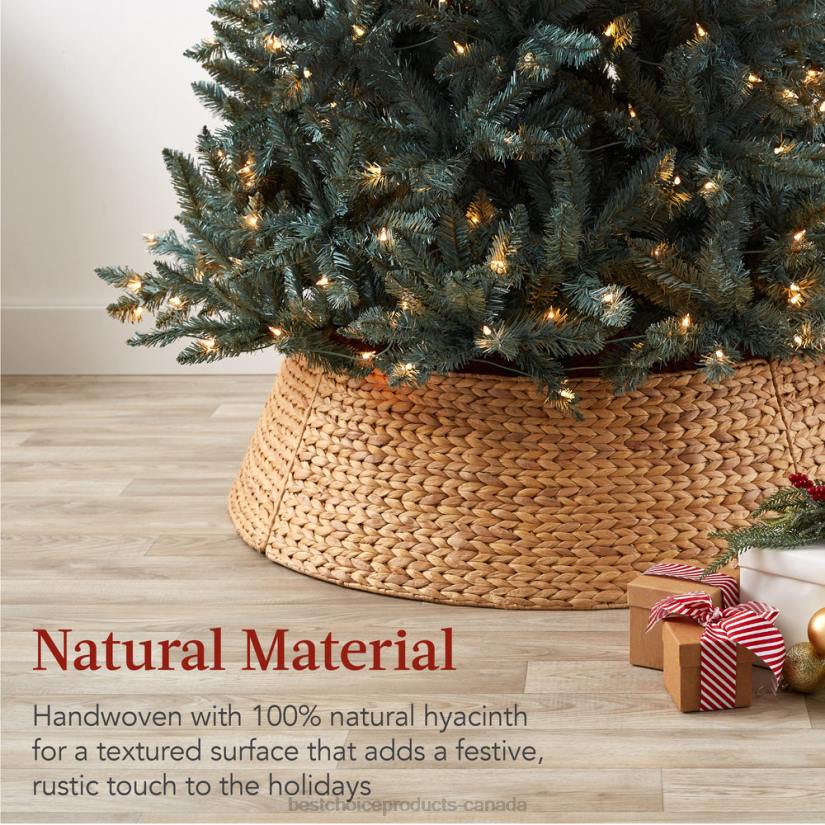 4LT278 Natural Best Choice Products Woven Hyacinth Christmas Holiday Tree Collar