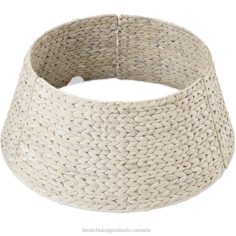 4LT283 Washed White Best Choice Products Woven Hyacinth Christmas Holiday Tree Collar