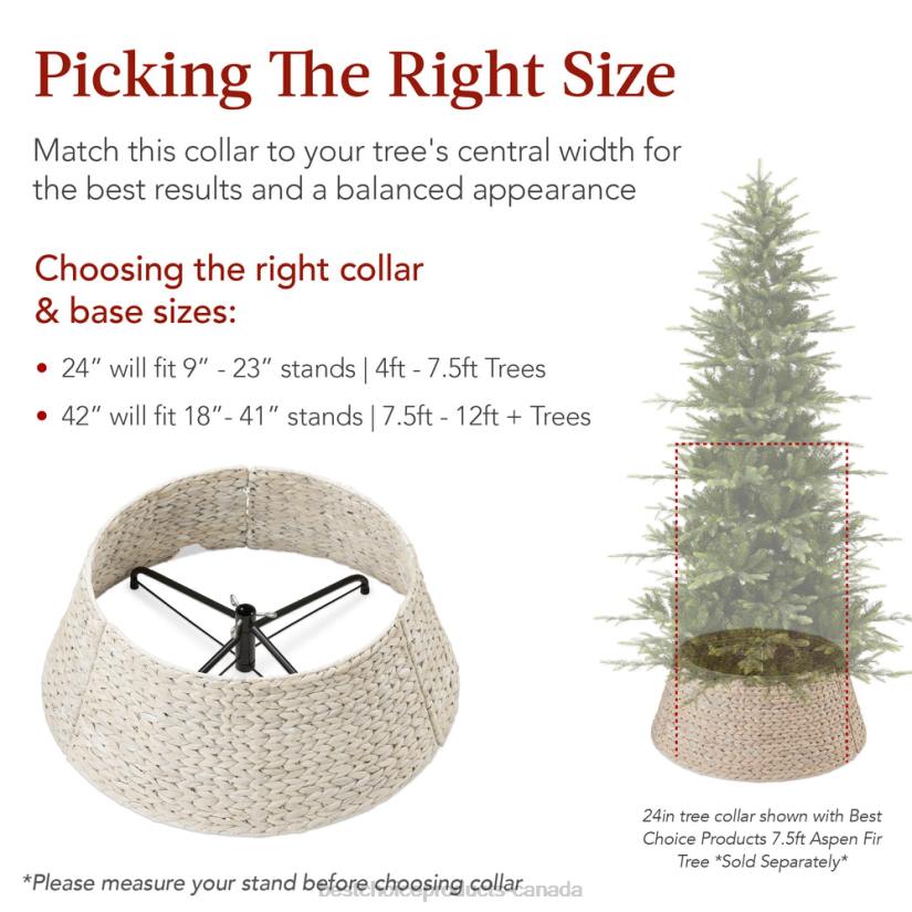 4LT283 Washed White Best Choice Products Woven Hyacinth Christmas Holiday Tree Collar