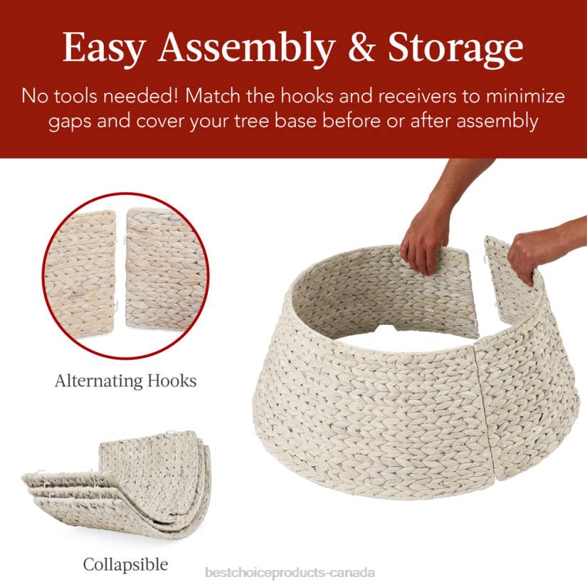 4LT283 Washed White Best Choice Products Woven Hyacinth Christmas Holiday Tree Collar