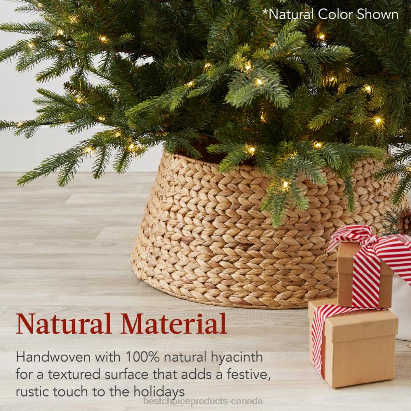 4LT283 Washed White Best Choice Products Woven Hyacinth Christmas Holiday Tree Collar