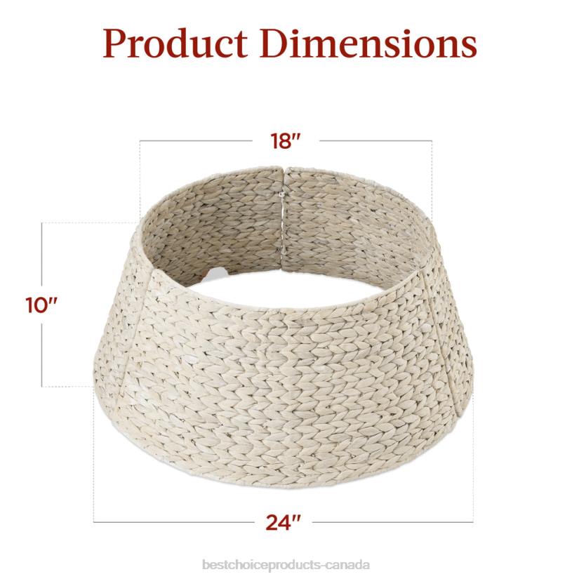 4LT283 Washed White Best Choice Products Woven Hyacinth Christmas Holiday Tree Collar