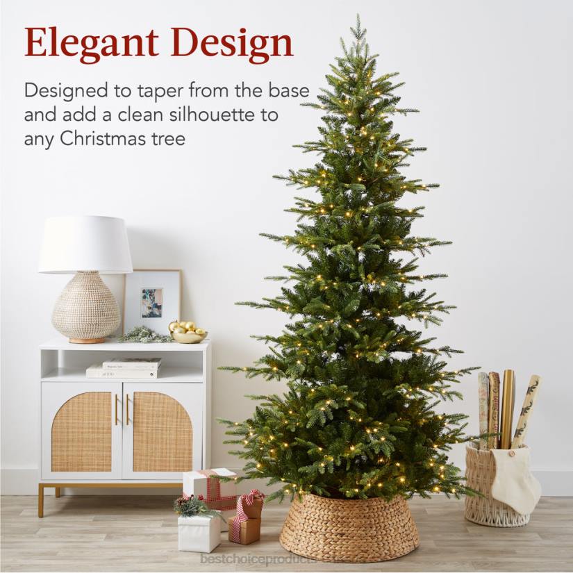 4LT284 Natural Best Choice Products Woven Hyacinth Christmas Holiday Tree Collar