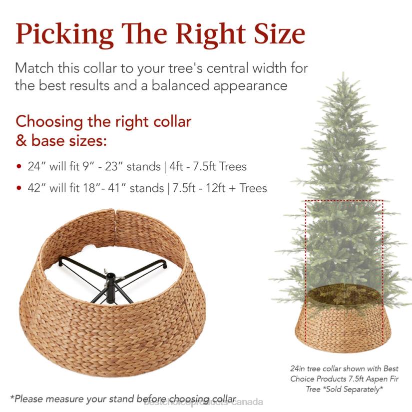 4LT284 Natural Best Choice Products Woven Hyacinth Christmas Holiday Tree Collar