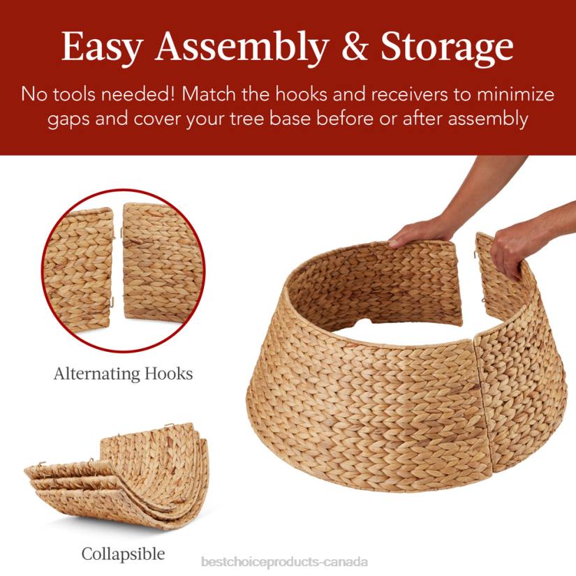 4LT284 Natural Best Choice Products Woven Hyacinth Christmas Holiday Tree Collar