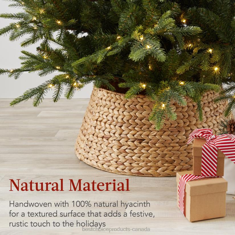 4LT284 Natural Best Choice Products Woven Hyacinth Christmas Holiday Tree Collar