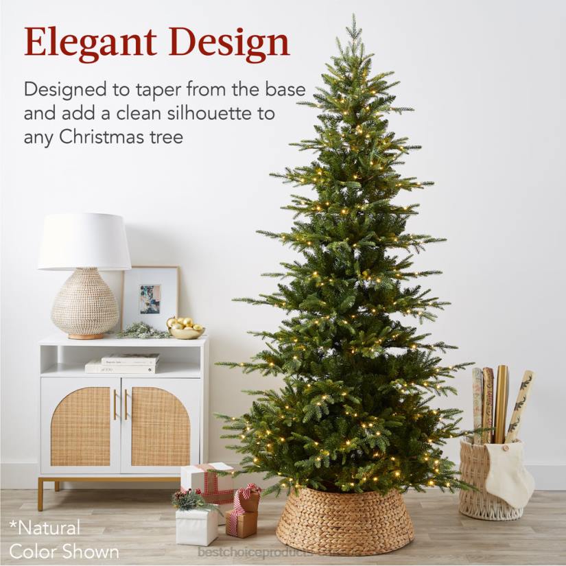 4LT285 Tobacco Best Choice Products Woven Hyacinth Christmas Holiday Tree Collar