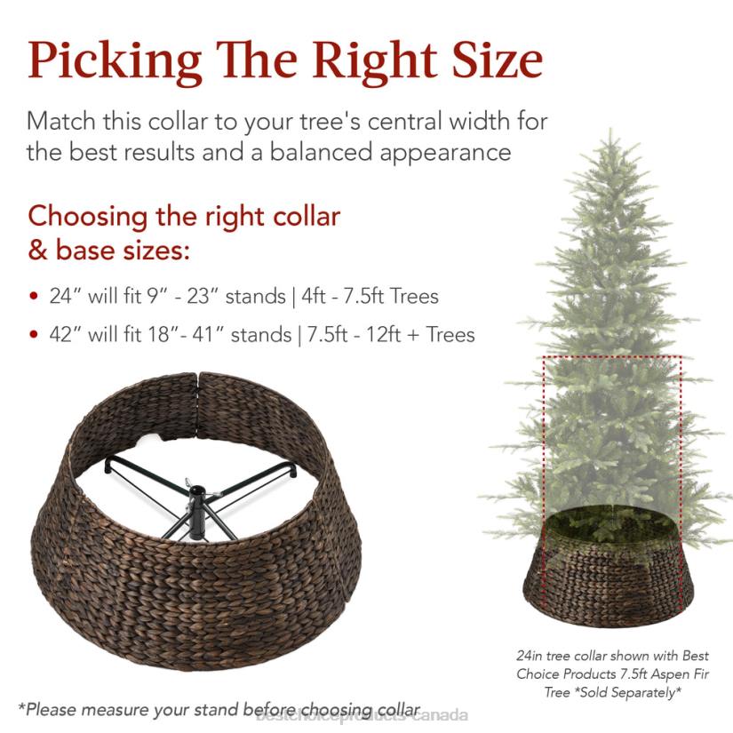 4LT285 Tobacco Best Choice Products Woven Hyacinth Christmas Holiday Tree Collar