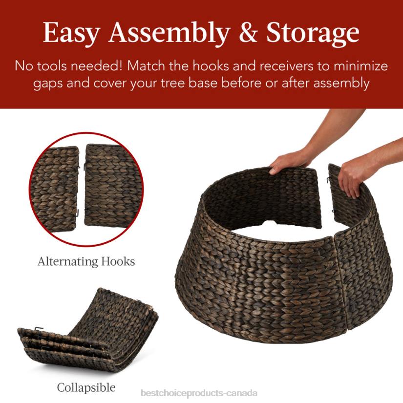 4LT285 Tobacco Best Choice Products Woven Hyacinth Christmas Holiday Tree Collar