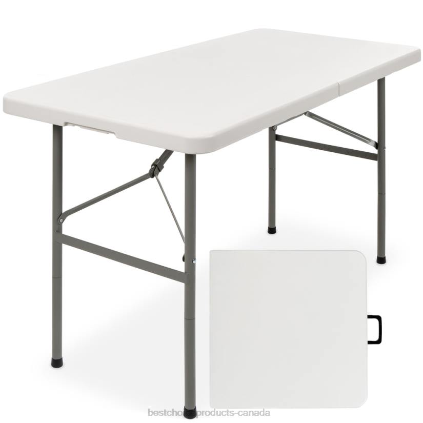 4LT2226 White Best Choice Products Portable Folding Plastic Dining Table w/ Handle, Lock
