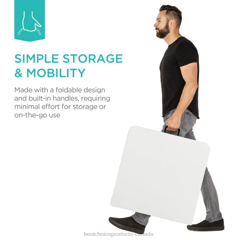 4LT2226 White Best Choice Products Portable Folding Plastic Dining Table w/ Handle, Lock