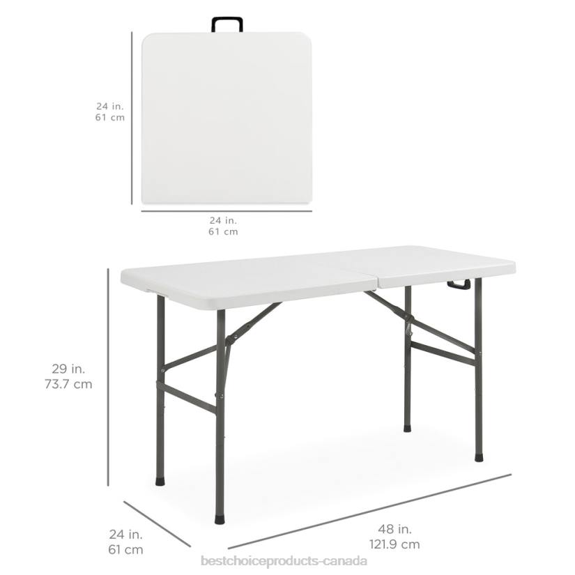 4LT2226 White Best Choice Products Portable Folding Plastic Dining Table w/ Handle, Lock