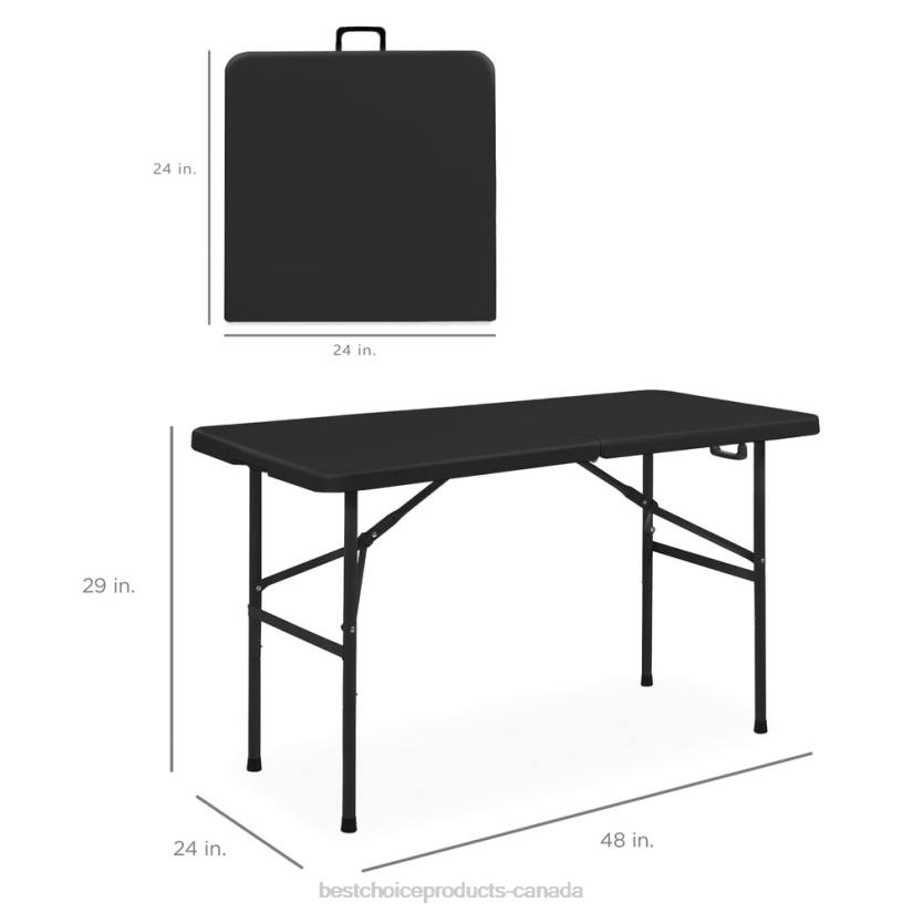 4LT2227 Black Best Choice Products Portable Folding Plastic Dining Table w/ Handle, Lock