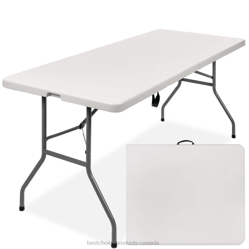 4LT2228 White Best Choice Products Portable Folding Plastic Dining Table w/ Handle, Lock