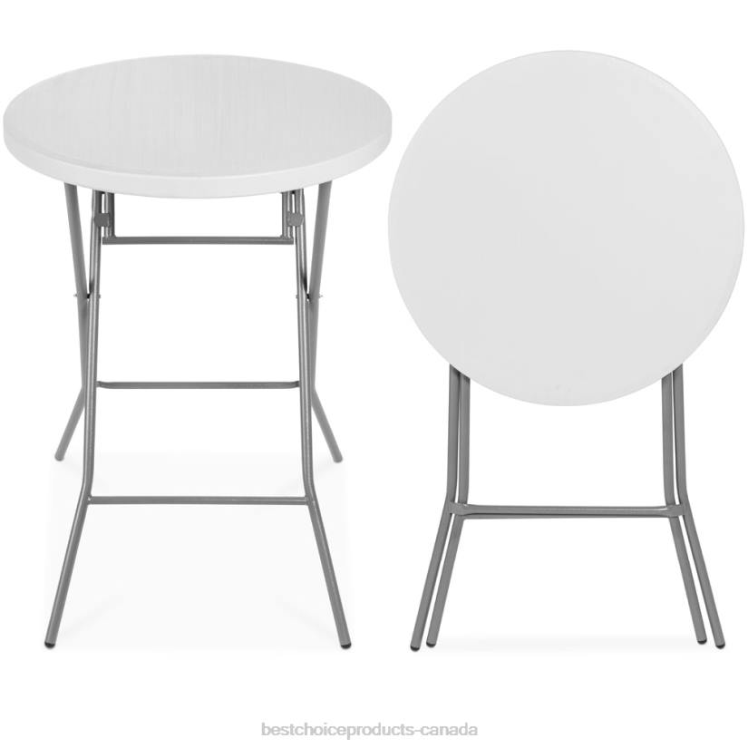 4LT2232 White Best Choice Products Bar Height Folding Table Indoor Outdoor Accessory w/ Thick Table Top