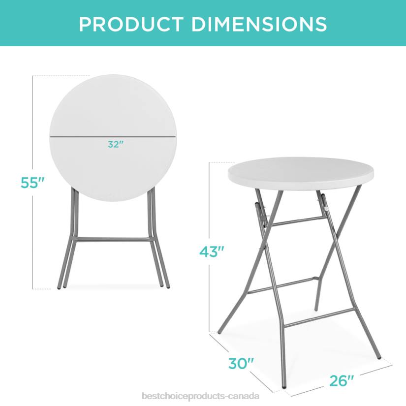 4LT2232 White Best Choice Products Bar Height Folding Table Indoor Outdoor Accessory w/ Thick Table Top