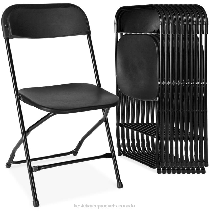 4LT2250 Black Best Choice Products Set of 10 Folding Stacking Plastic Chairs w/ Non-Slip Feet