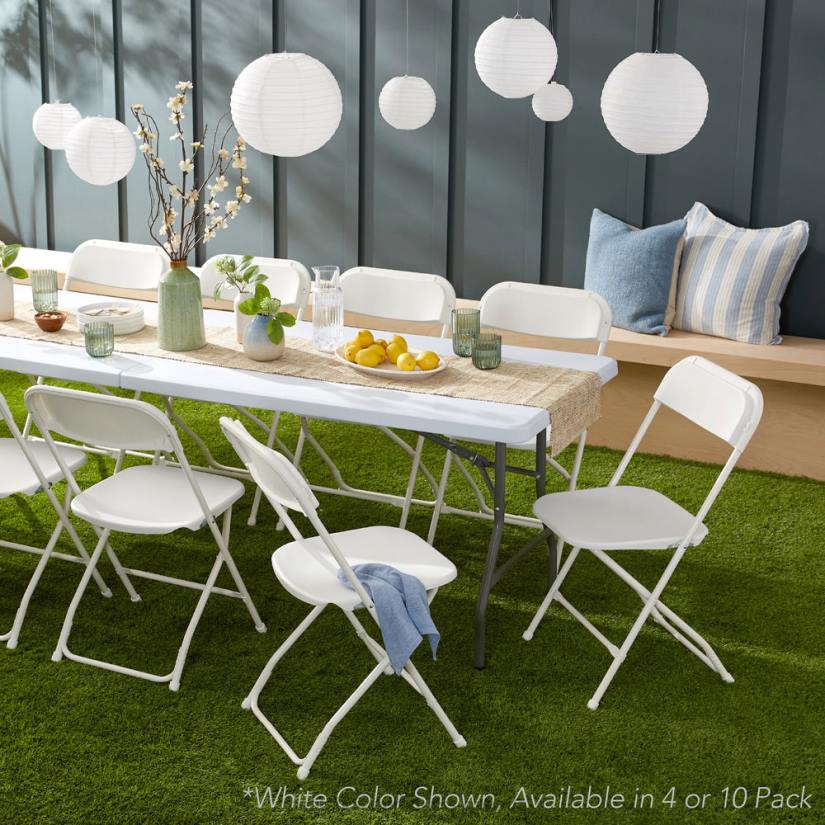 4LT2250 Black Best Choice Products Set of 10 Folding Stacking Plastic Chairs w/ Non-Slip Feet