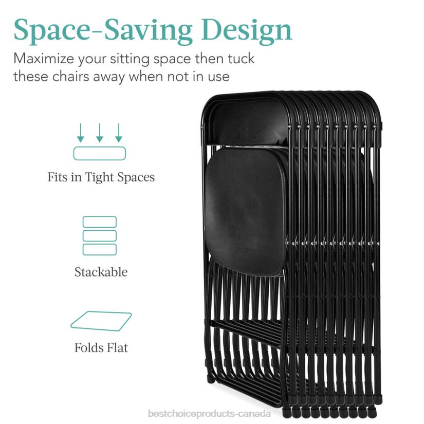 4LT2250 Black Best Choice Products Set of 10 Folding Stacking Plastic Chairs w/ Non-Slip Feet