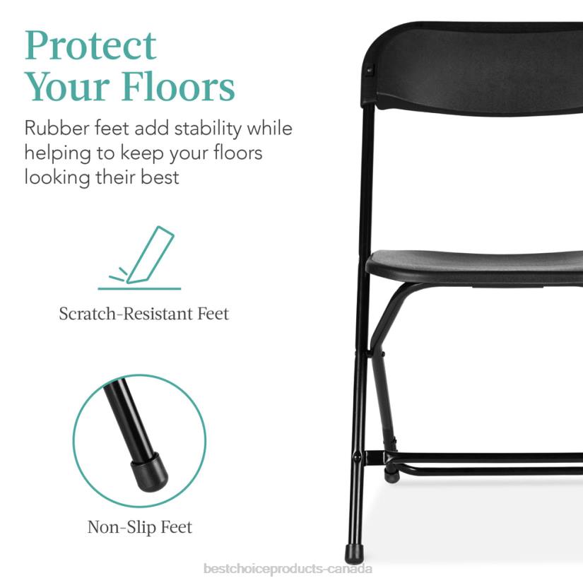4LT2250 Black Best Choice Products Set of 10 Folding Stacking Plastic Chairs w/ Non-Slip Feet