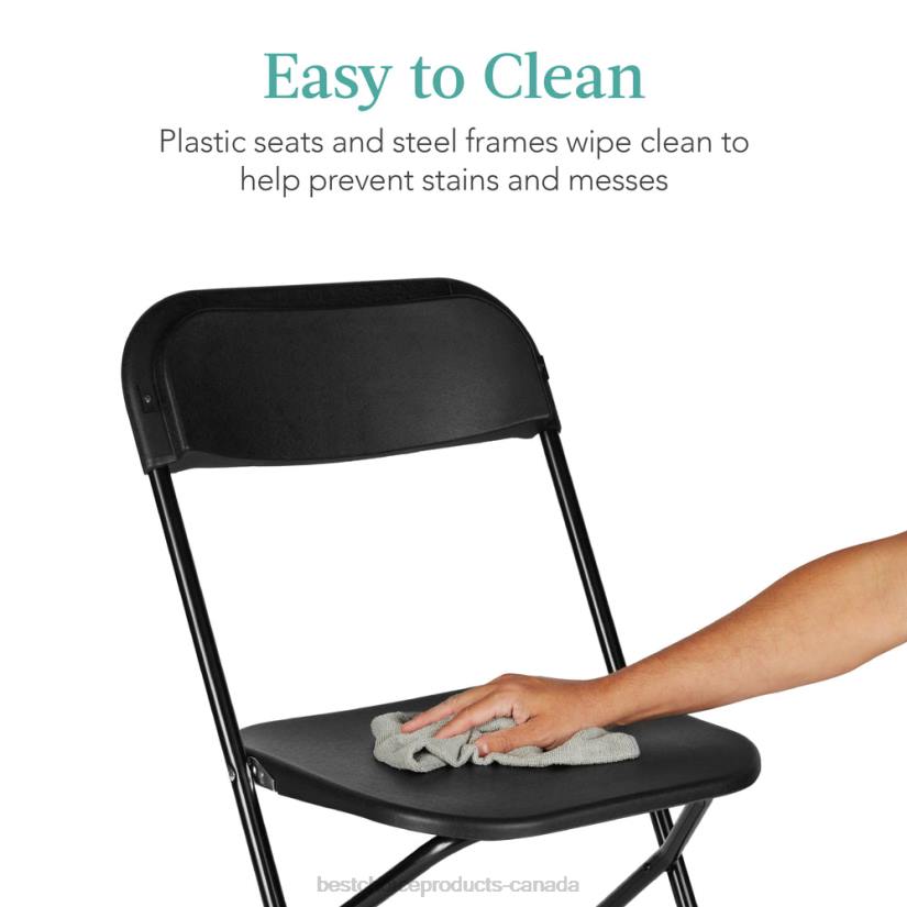 4LT2250 Black Best Choice Products Set of 10 Folding Stacking Plastic Chairs w/ Non-Slip Feet