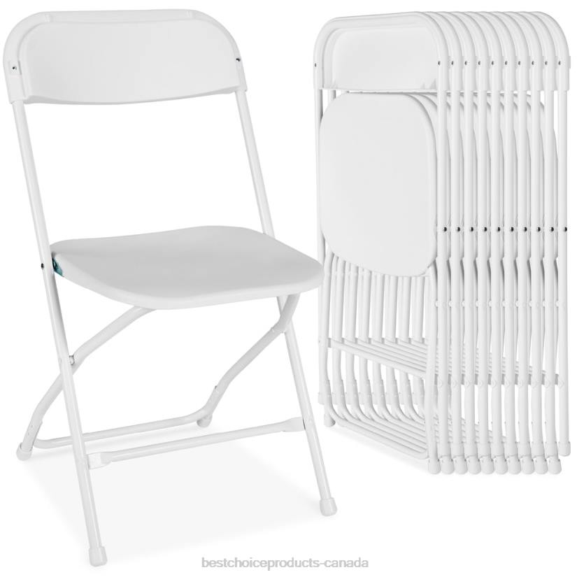 4LT2251 White Best Choice Products Set of 10 Folding Stacking Plastic Chairs w/ Non-Slip Feet