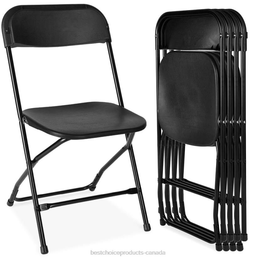 4LT2260 Black Best Choice Products Set of 4 Folding Stacking Plastic Chairs w/ Non-Slip Feet
