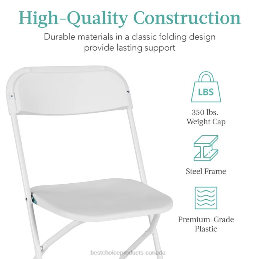 4LT2261 White Best Choice Products Set of 4 Folding Stacking Plastic Chairs w/ Non-Slip Feet