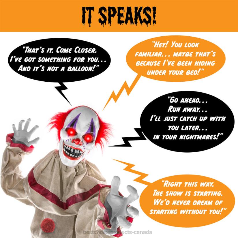 4LT2220 Beige Best Choice Products Scary Harry the Motion Activated Animatronic Killer Clown Halloween Prop