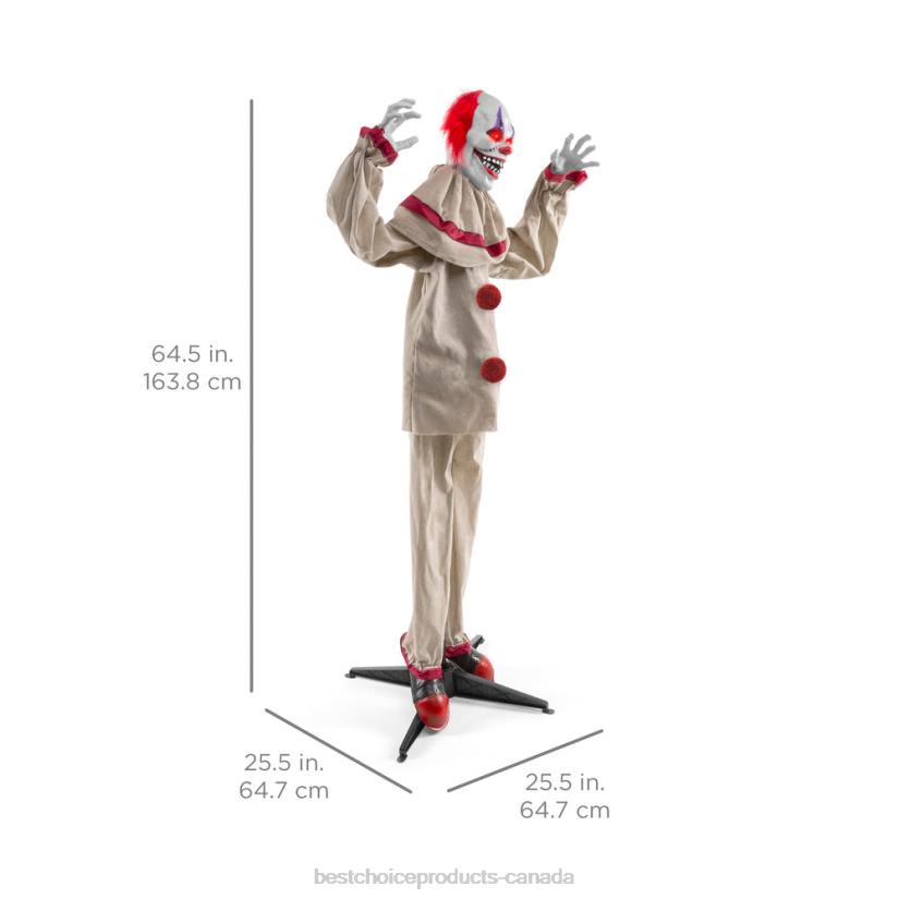 4LT2220 Beige Best Choice Products Scary Harry the Motion Activated Animatronic Killer Clown Halloween Prop