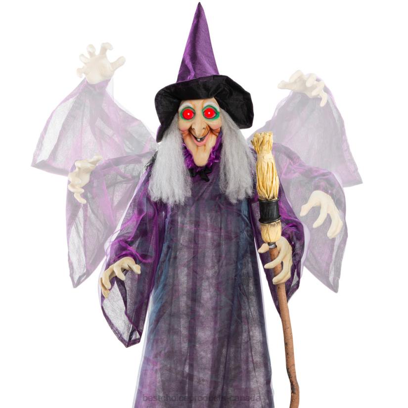 4LT2222 Purple Best Choice Products Wicked Wanda Standing Animatronic Witch with Sounds, LED Eyes