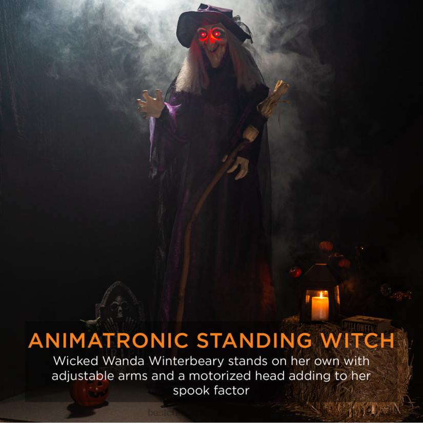4LT2222 Purple Best Choice Products Wicked Wanda Standing Animatronic Witch with Sounds, LED Eyes