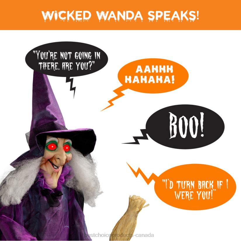 4LT2222 Purple Best Choice Products Wicked Wanda Standing Animatronic Witch with Sounds, LED Eyes
