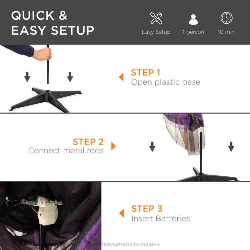 4LT2222 Purple Best Choice Products Wicked Wanda Standing Animatronic Witch with Sounds, LED Eyes