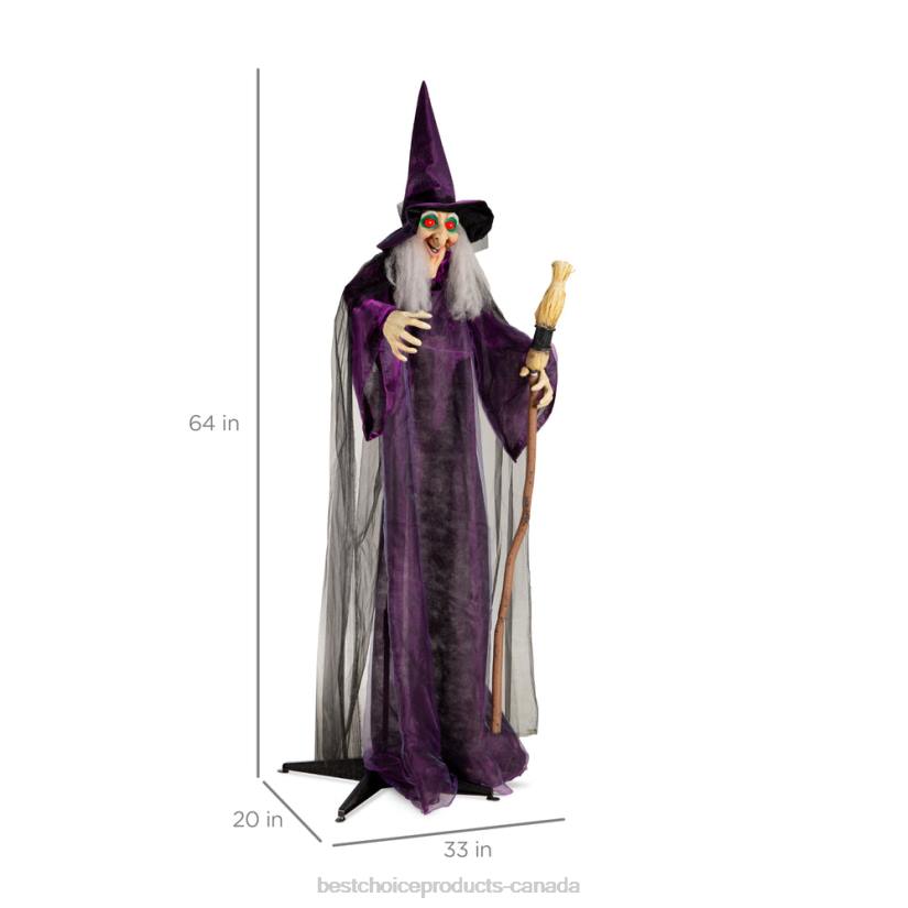 4LT2222 Purple Best Choice Products Wicked Wanda Standing Animatronic Witch with Sounds, LED Eyes