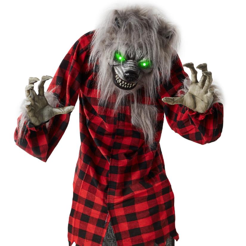 4LT2223 Gray/Red Best Choice Products Howling Hudson Standing Animatronic Werewolf w/ Sounds, LED Eyes
