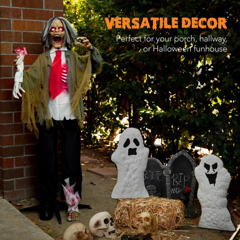 4LT2224 Multi Best Choice Products Rotten Ronnie Standing Animatronic Zombie Halloween Prop