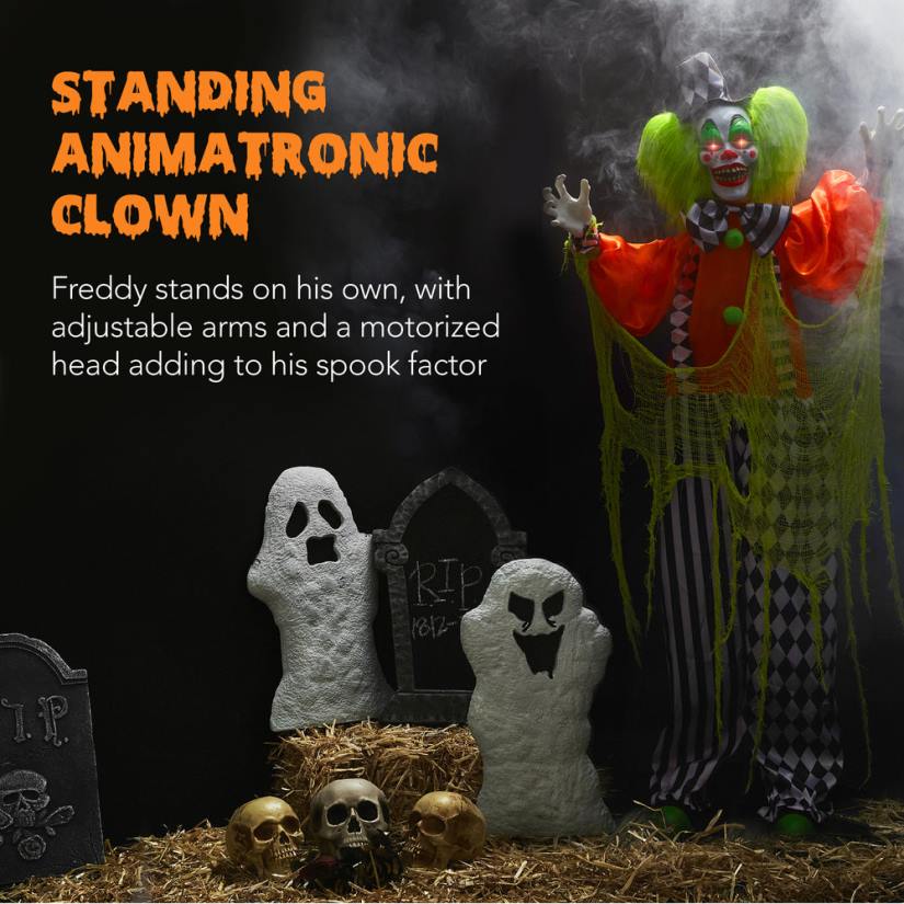 4LT2225 Multi Best Choice Products Funhouse Freddy The Motion Activated Animatronic Killer Clown Halloween Prop