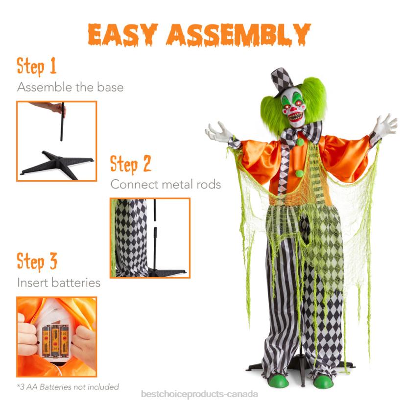 4LT2225 Multi Best Choice Products Funhouse Freddy The Motion Activated Animatronic Killer Clown Halloween Prop