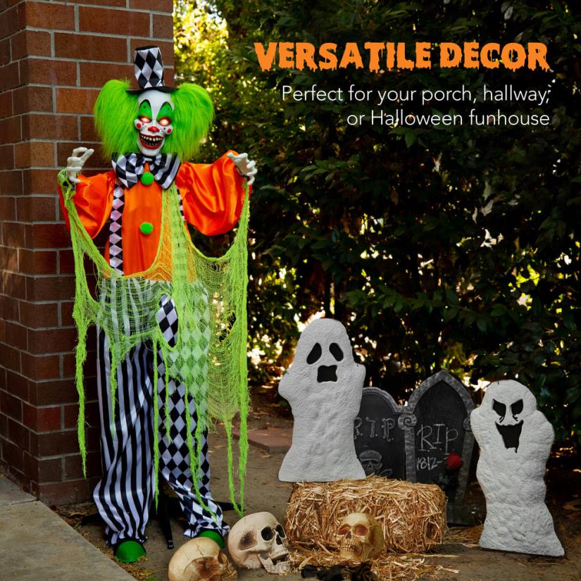 4LT2225 Multi Best Choice Products Funhouse Freddy The Motion Activated Animatronic Killer Clown Halloween Prop