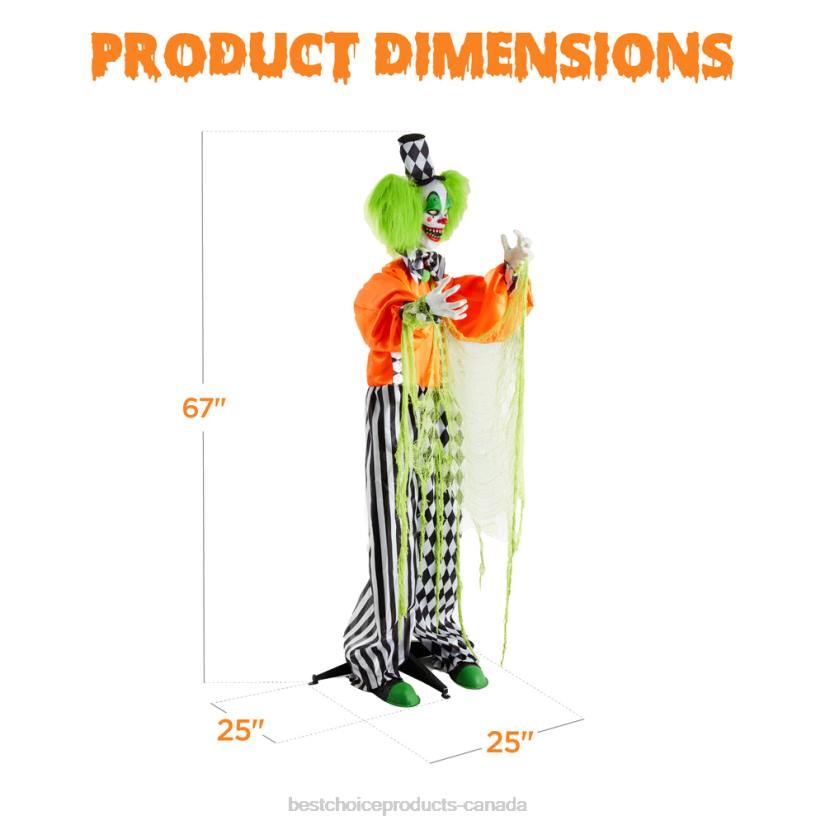 4LT2225 Multi Best Choice Products Funhouse Freddy The Motion Activated Animatronic Killer Clown Halloween Prop