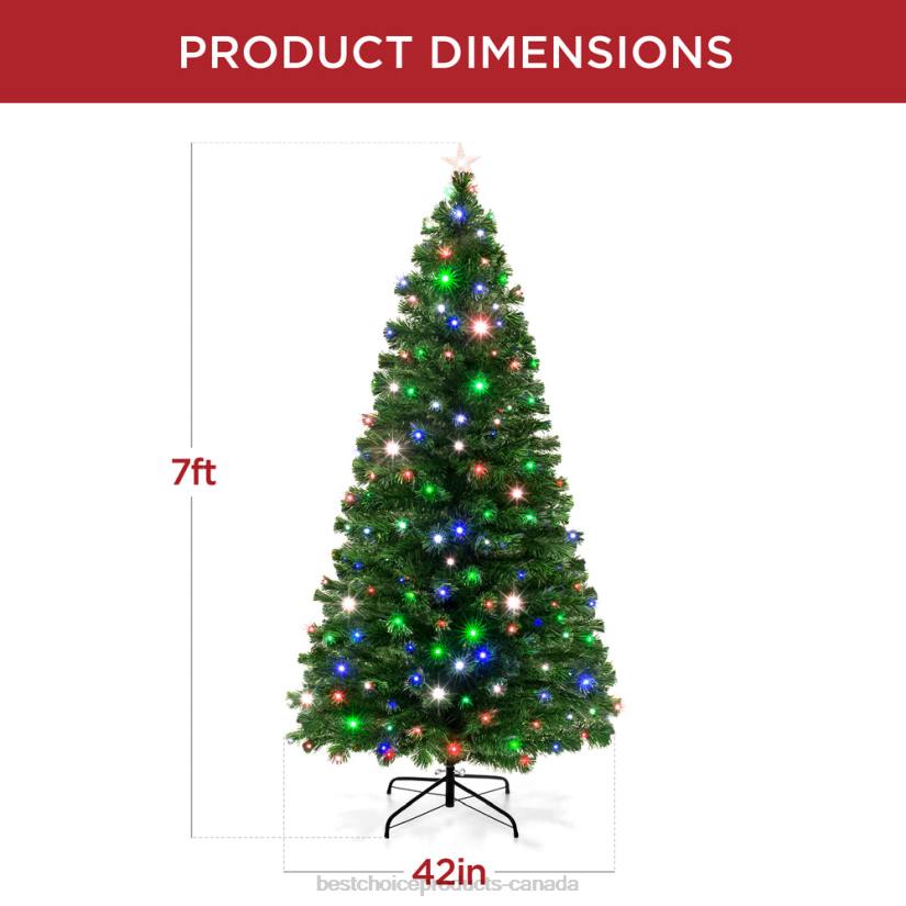 4LT2100 Beauty Best Choice Products Pre-Lit Fiber Optic Pine Christmas Tree w/ Multicolor & LED Lights