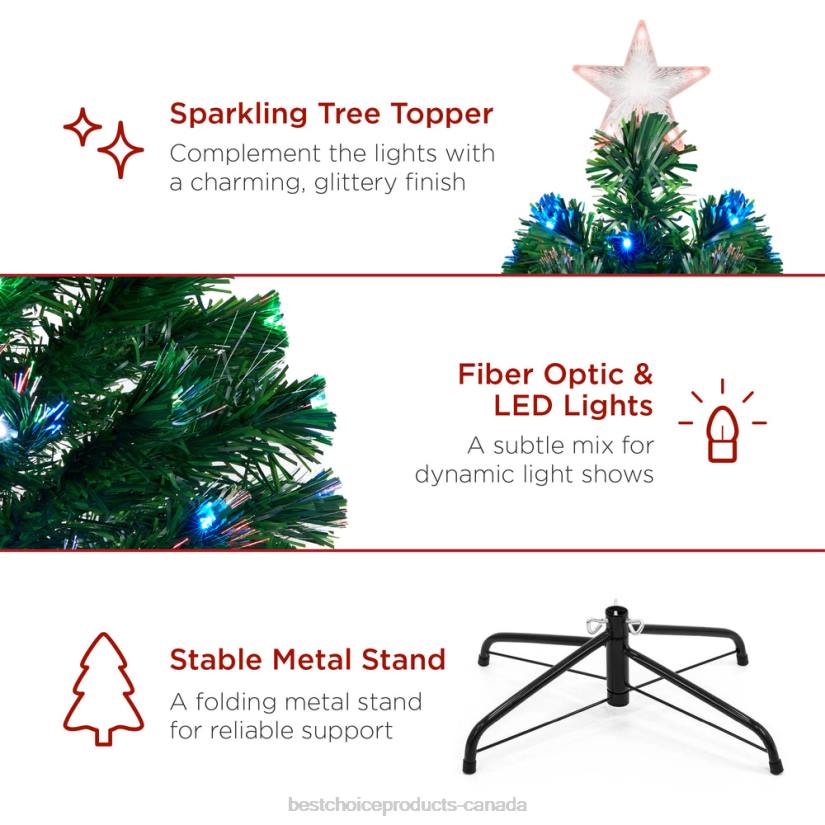 4LT2101 Beauty Best Choice Products Pre-Lit Fiber Optic Pine Christmas Tree w/ Multicolor & LED Lights