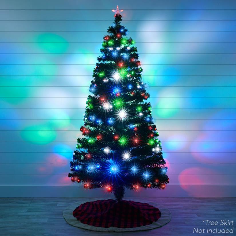 4LT2101 Beauty Best Choice Products Pre-Lit Fiber Optic Pine Christmas Tree w/ Multicolor & LED Lights
