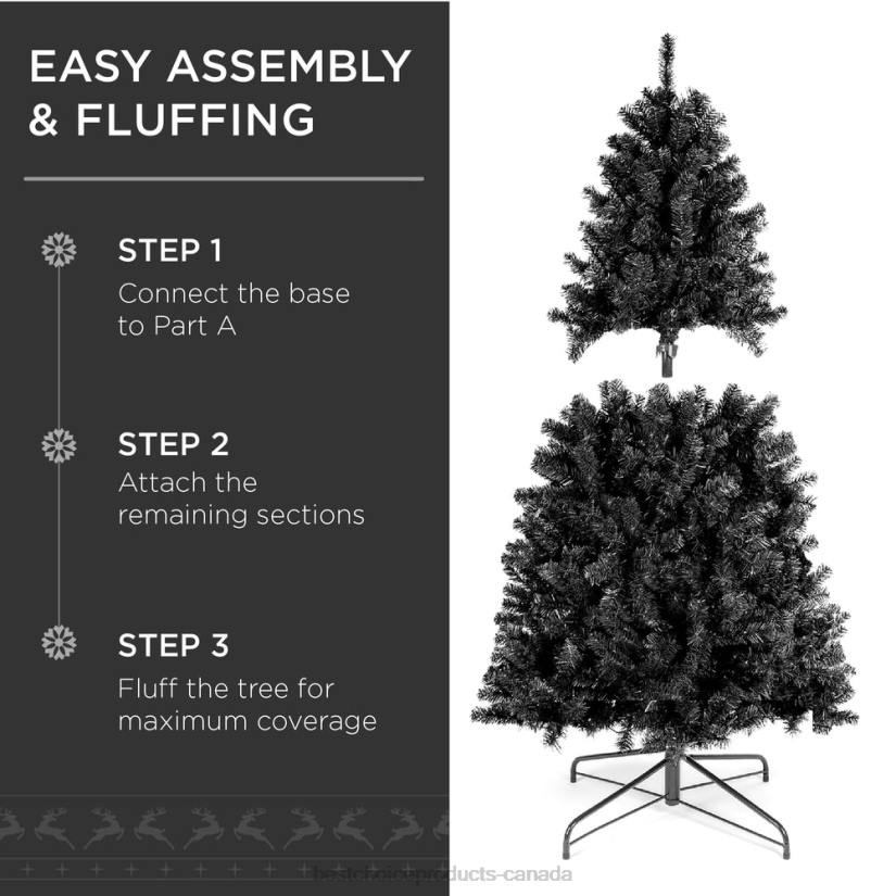 4LT2109 Metal Stand Best Choice Products Pre-Lit Artificial Black Christmas Tree w/ Incandescent Lights