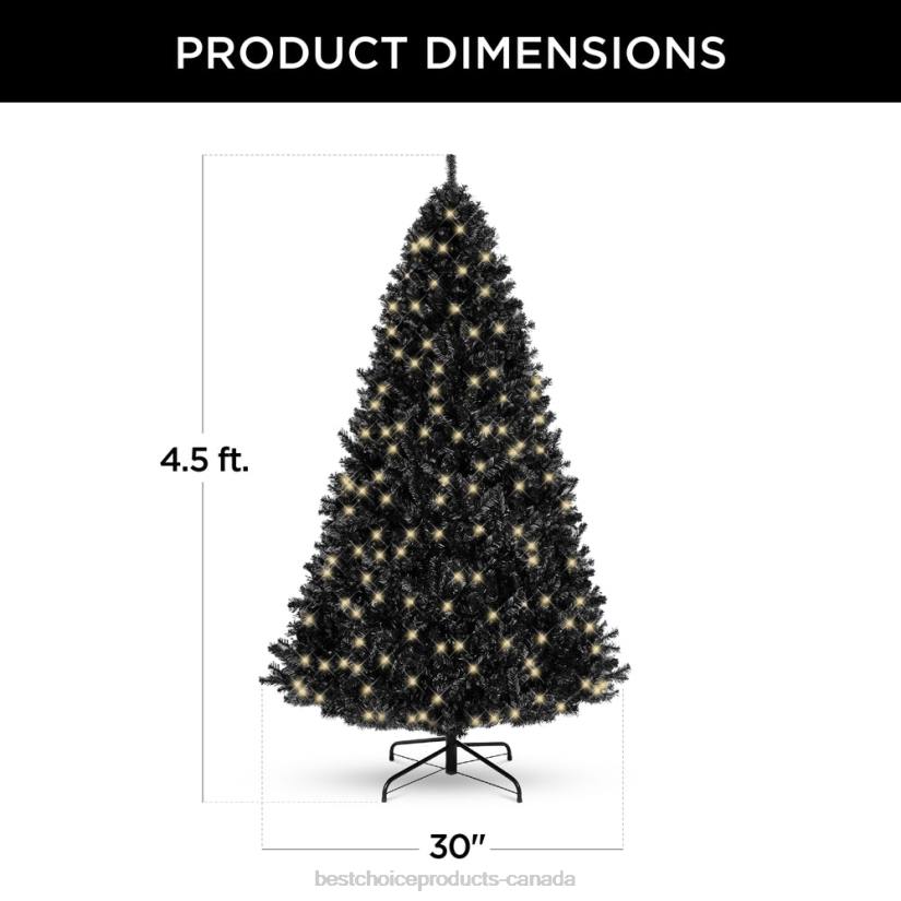 4LT2109 Metal Stand Best Choice Products Pre-Lit Artificial Black Christmas Tree w/ Incandescent Lights