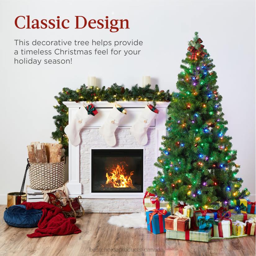 4LT210 Beauty Best Choice Products Pre-Lit Artificial Spruce Christmas Tree w/ Multicolored LED Lights