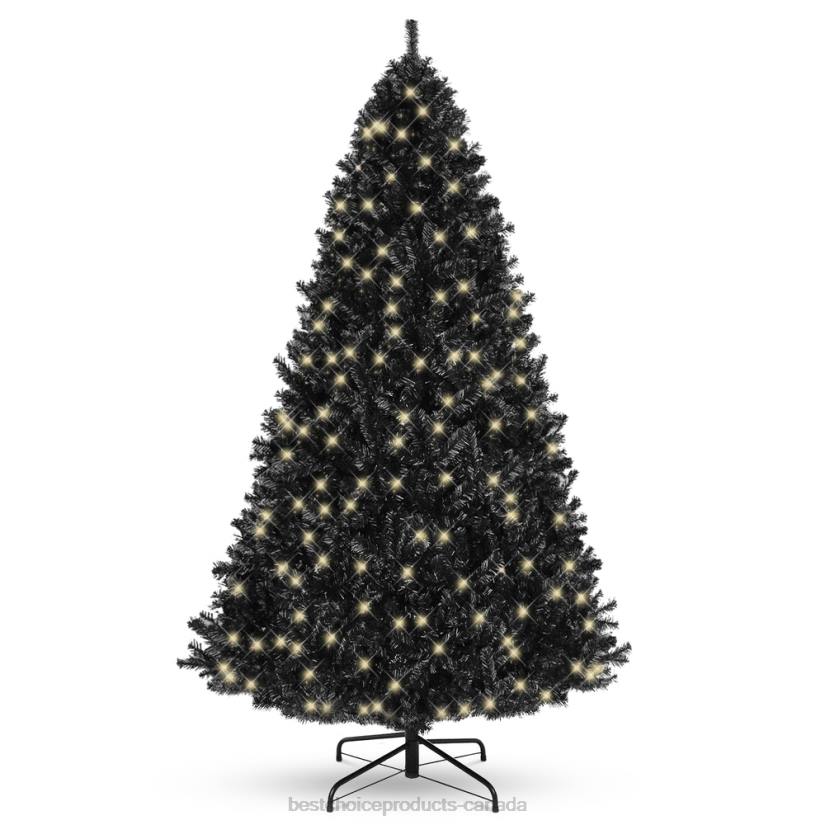 4LT2110 Metal Stand Best Choice Products Pre-Lit Artificial Black Christmas Tree w/ Incandescent Lights